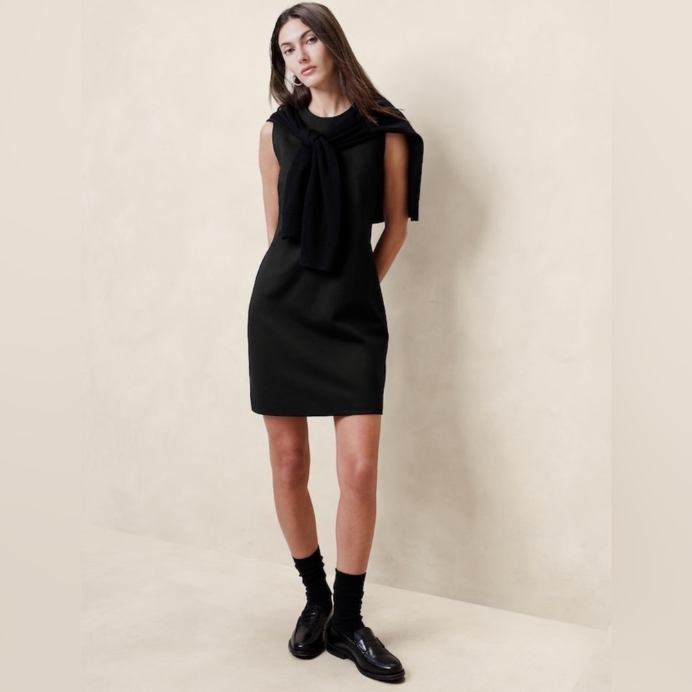 NWT! Banana Republic Black Everywhere Ponte Sheath Dress 400514 ⏱️